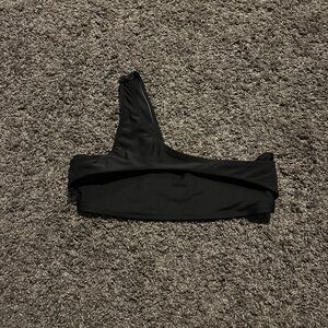 Black One-Shoulder Swim Top